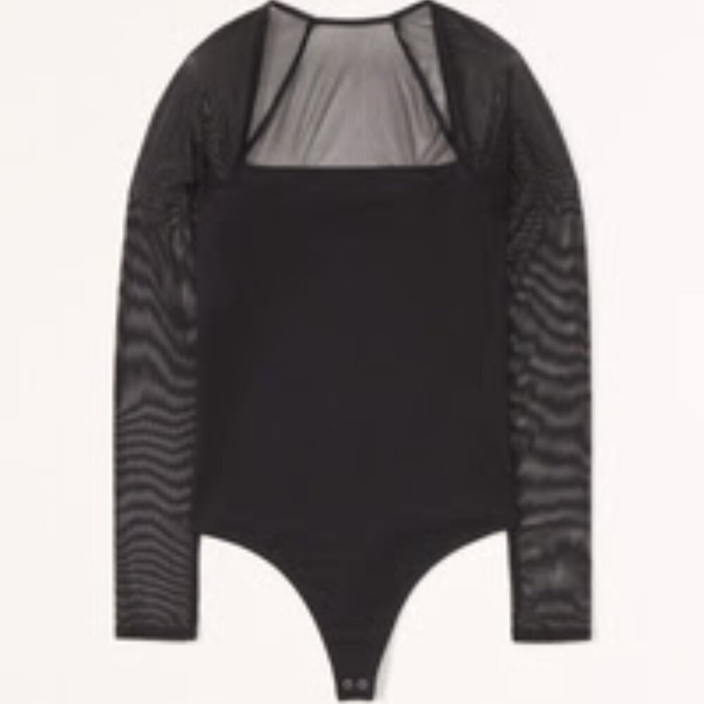 Abercrombie & Fitch - Long-Sleeve Mesh Squareneck Bodysuit
